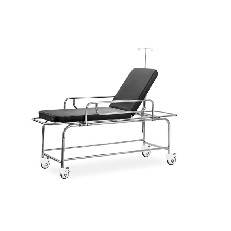Civière en acier inoxydable avec roues et garde-corps 196 x 52 x 77 cm – vue principale