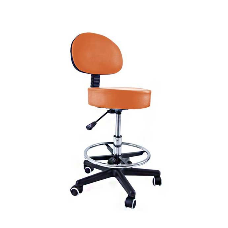 Tabouret avec dossier et repose-pieds à base chromée Orange – vue principale