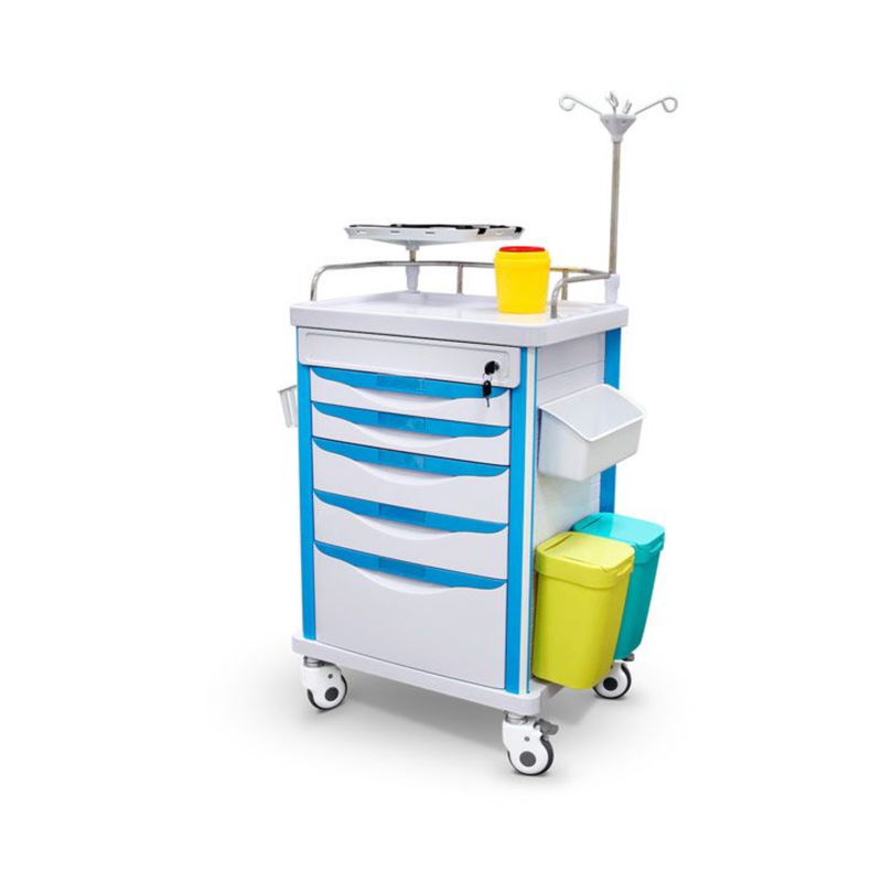 Chariot d'urgence avec 5 tiroirs et accessoires – vue principale